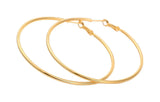 High Quality Fashion 7cm/2.75" Big Gold Color Thin Hoops Stainless Steel Women Earrings