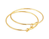 High Quality Fashion 7cm/2.75" Big Gold Color Thin Hoops Stainless Steel Women Earrings