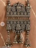 Oxidized Silver Afghani Long Mala Necklace & Earrings Ethnic Statement Jewelry Set for Navratri Garbha