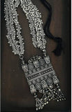 Oxidized Silver Afghani Long Mala Necklace & Earrings Ethnic Statement Jewelry Set for Navratri Garbha