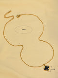 Elegant Lucky 5-Piece Black Enamel Clover Charm Jewelry Set - Necklace, Bracelet, Ring, Earrings