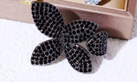 Black Cubic Zirconia Oversize Butterfly Flower Resizable Ring for Women