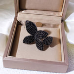 Black Cubic Zirconia Oversize Butterfly Flower Resizable Ring for Women