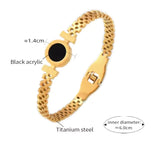 Gold & Black Roman Numeral Stainless Steel Bracelet Minimalist Bar Link Bangle