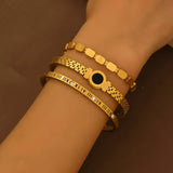 Gold & Black Roman Numeral Stainless Steel Bracelet Minimalist Bar Link Bangle