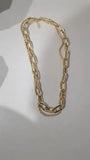 3-Layer Gold Chunky Paperclip Chain OT Coin Necklace Women Punk Fashion Jewelry