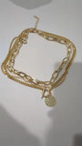 3-Layer Gold Chunky Paperclip Chain OT Coin Necklace Women Punk Fashion Jewelry