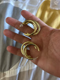 Multi Layer Golden Chunky Open Hoop Stud Earrings Women Fashion Jewelry