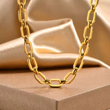 Chunky Stainless Steel Golden Link Chain Choker Necklace For Women Minimalist Jewelry