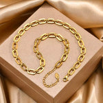 Chunky Stainless Steel Golden Link Chain Choker Necklace For Women Minimalist Jewelry