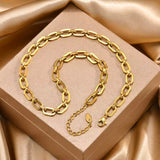 Chunky Stainless Steel Golden Link Chain Choker Necklace For Women Minimalist Jewelry