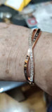 Sleek Gold Plated Roman Numeral Stylish Cuff Bangle Bracelet with Shiny Crystals