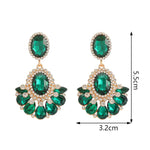 Glamorous Green Crystal Statement Teardrop Earrings Fashion Jewelry for Women