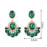 Glamorous Green Crystal Statement Teardrop Earrings Fashion Jewelry for Women