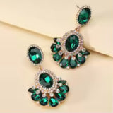 Glamorous Green Crystal Statement Teardrop Earrings Fashion Jewelry for Women