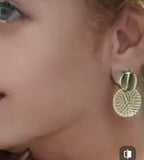 Dainty Chic Hammered Finish Round Gold Color Drop Stud Fashion Earrings