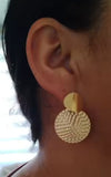Dainty Chic Hammered Finish Round Gold Color Drop Stud Fashion Earrings