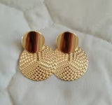 Dainty Chic Hammered Finish Round Gold Color Drop Stud Fashion Earrings
