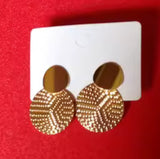 Dainty Chic Hammered Finish Round Gold Color Drop Stud Fashion Earrings