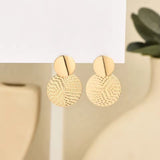 Dainty Chic Hammered Finish Round Gold Color Drop Stud Fashion Earrings