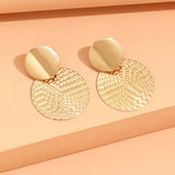 Dainty Chic Hammered Finish Round Gold Color Drop Stud Fashion Earrings