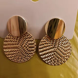 Dainty Chic Hammered Finish Round Gold Color Drop Stud Fashion Earrings