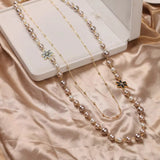 Layered Simulated Pearl Long Sweater Chain Necklace Elegant Women Fashion Jewelry Accessory