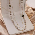 Layered Simulated Pearl Long Sweater Chain Necklace Elegant Women Fashion Jewelry Accessory