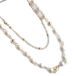 Layered Simulated Pearl Long Sweater Chain Necklace Elegant Women Fashion Jewelry Accessory