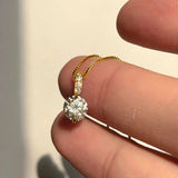 18K Gold Plated Sparkling Round CZ Solitaire Crystal Pendant Box Chain Necklace
