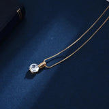 18K Gold Plated Sparkling Round CZ Solitaire Crystal Pendant Box Chain Necklace