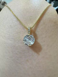 18K Gold Plated Sparkling Round CZ Solitaire Crystal Pendant Box Chain Necklace