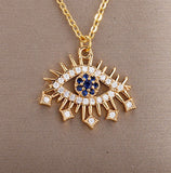 Lucky Blue Evil Eye Sweater Chain Pendant Fashion Jewelry Necklace For Women
