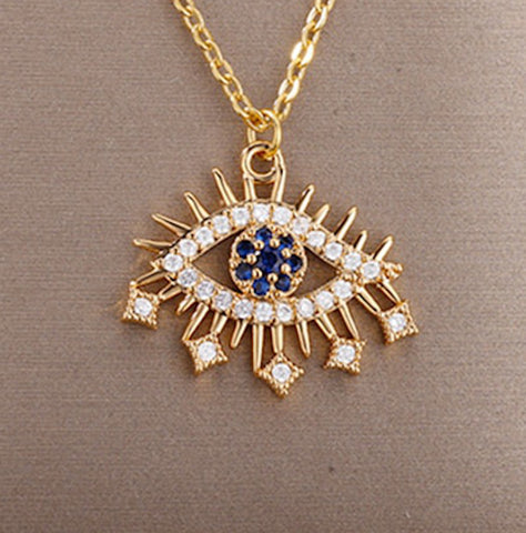 Lucky Blue Evil Eye Sweater Chain Pendant Fashion Jewelry Necklace For Women