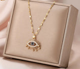 Lucky Blue Evil Eye Sweater Chain Pendant Fashion Jewelry Necklace For Women