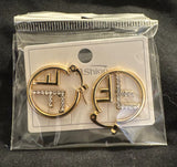 Stunning Letter F Initial Inspired Chic Gold Color Monogram Crystal Fashion Hoop Earrings