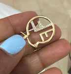 Stunning Letter F Initial Inspired Chic Gold Color Monogram Crystal Fashion Hoop Earrings