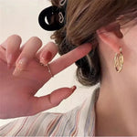 Stunning Letter F Initial Inspired Chic Gold Color Monogram Crystal Fashion Hoop Earrings
