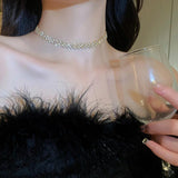 Elegant Shiny Golden Crystal Clavicle Collar Chain Necklace Fashion Accessory Prom Jewelry