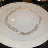 Elegant Shiny Golden Crystal Clavicle Collar Chain Necklace Fashion Accessory Prom Jewelry