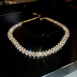 Elegant Shiny Golden Crystal Clavicle Collar Chain Necklace Fashion Accessory Prom Jewelry
