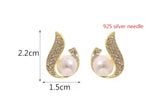 Sparkling Crystal Faux Pearl Twisted Fashion Studs Statement Earrings