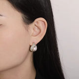Sparkling Crystal Faux Pearl Twisted Fashion Studs Statement Earrings