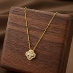 Exquisite Shiny AAA Cubic Zirconia Four-leaf Flower Clover Pendant Necklace Fashion Jewelry Gift for Women