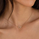 Dainty Minimalist Interlocking Rings w/ CZ Stones Fashion Jewel Pendant Necklace