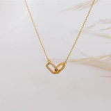 Dainty Minimalist Interlocking Rings w/ CZ Stones Fashion Jewel Pendant Necklace
