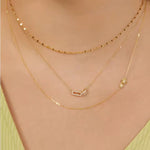 Dainty Minimalist Interlocking Rings w/ CZ Stones Fashion Jewel Pendant Necklace