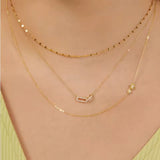 Dainty Minimalist Interlocking Rings w/ CZ Stones Fashion Jewel Pendant Necklace