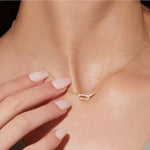 Dainty Minimalist Interlocking Rings w/ CZ Stones Fashion Jewel Pendant Necklace