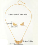 Sparkling Gold-Tone Cubic Zirconia Lattice Necklace & Earrings Pendant Jewelry Set for Women